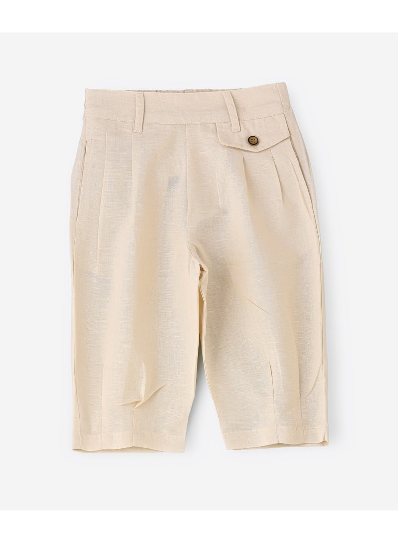 Jelliene Girls Beige Pleated Cotton Culottes - Image 1